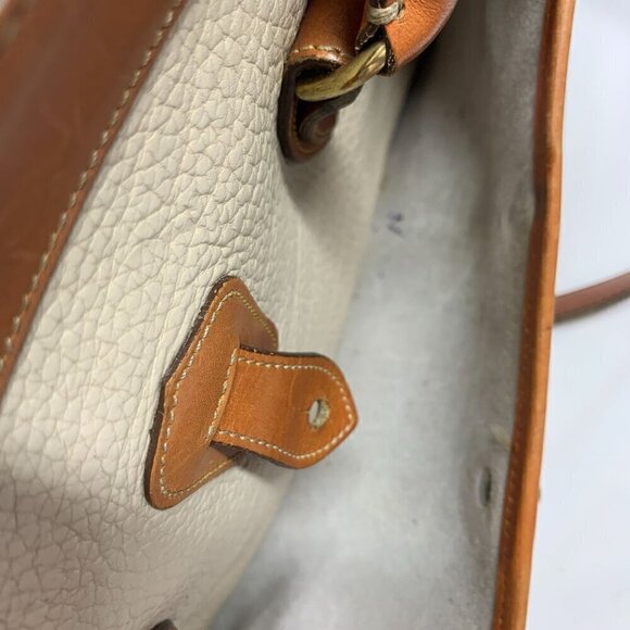 Vintage Dooney & Bourke AWL Shoulder Satchel Zipper Top Case Bone/British Tan - Picture 16 of 16